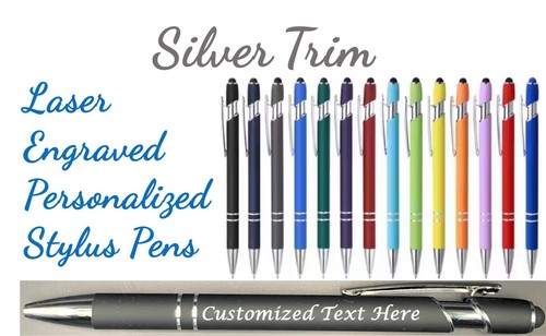 Custom silver metal pen - silver, laser